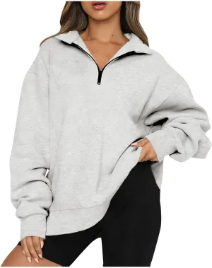 SERYU Oversized Sweatshirt Womens Loose Fit Fleece Fall Long Sleeve Half Zip Collared Pullover Y2k Clothes