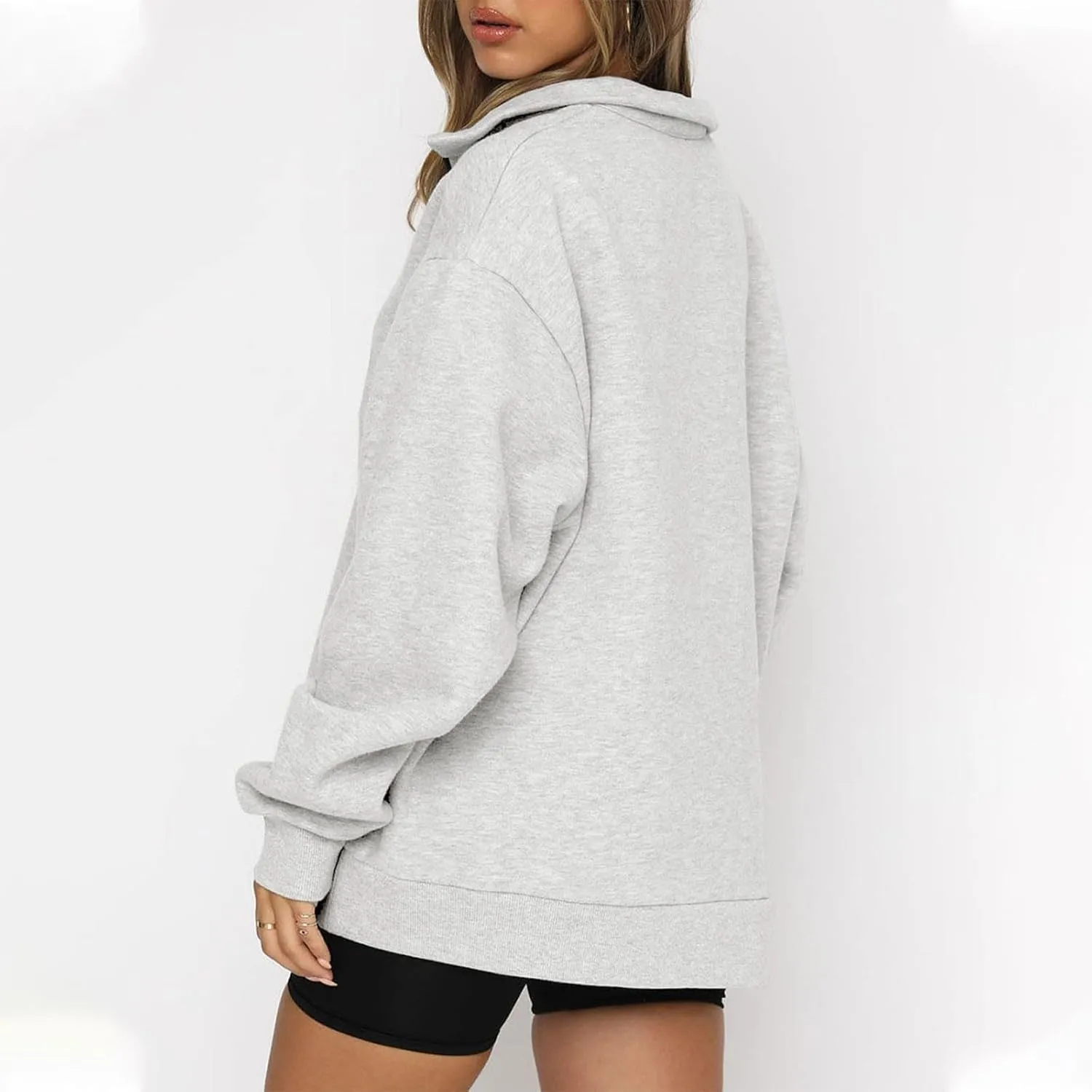 SERYU Oversized Sweatshirt Womens Loose Fit Fleece Fall Long Sleeve Half Zip Collared Pullover Y2k Clothes