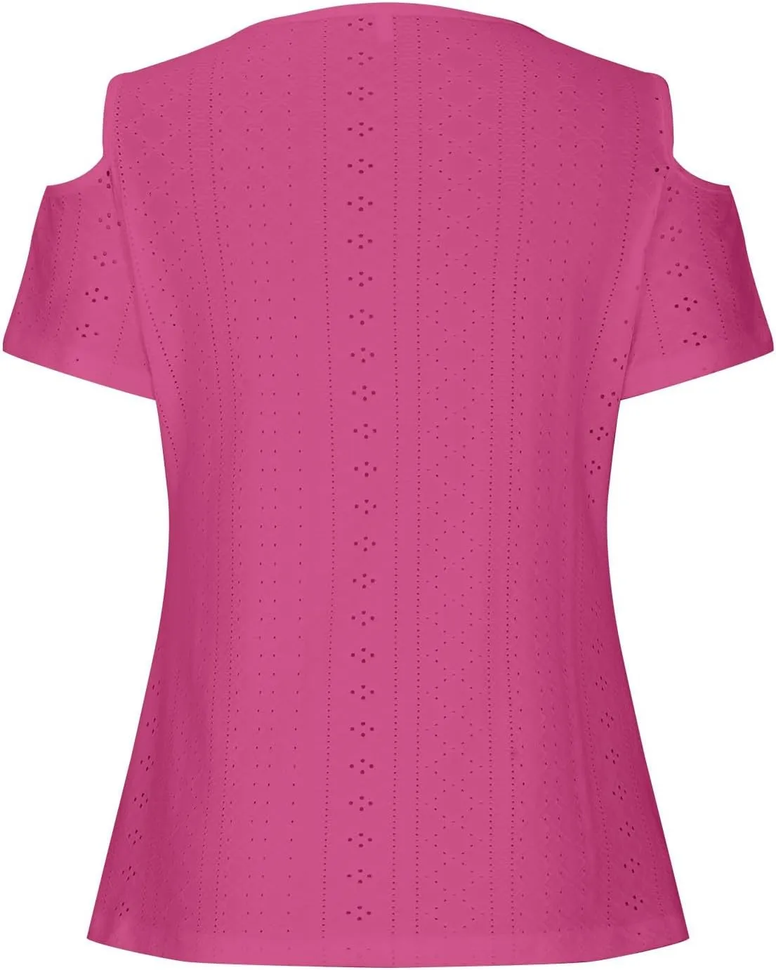 Sexy Clod Sholuder Tops for Women 2025 Summer Hollow Out Eyelet Short Sleeve T Shirts Going Out Blouses Ladies Tunic