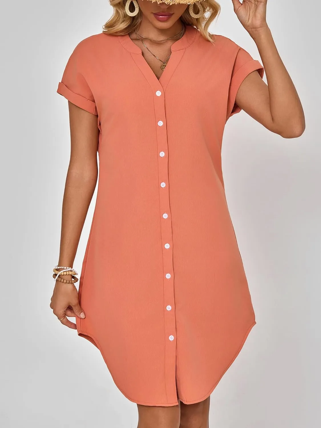 Shirt Dress for Women Linen Midi Shift Flowy Casual Travel Beach Summer Vacation 2025