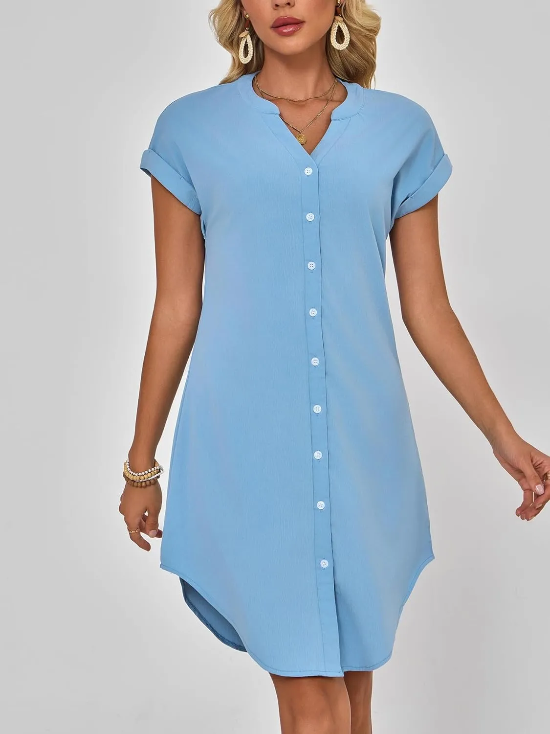 Shirt Dress for Women Linen Midi Shift Flowy Casual Travel Beach Summer Vacation 2025