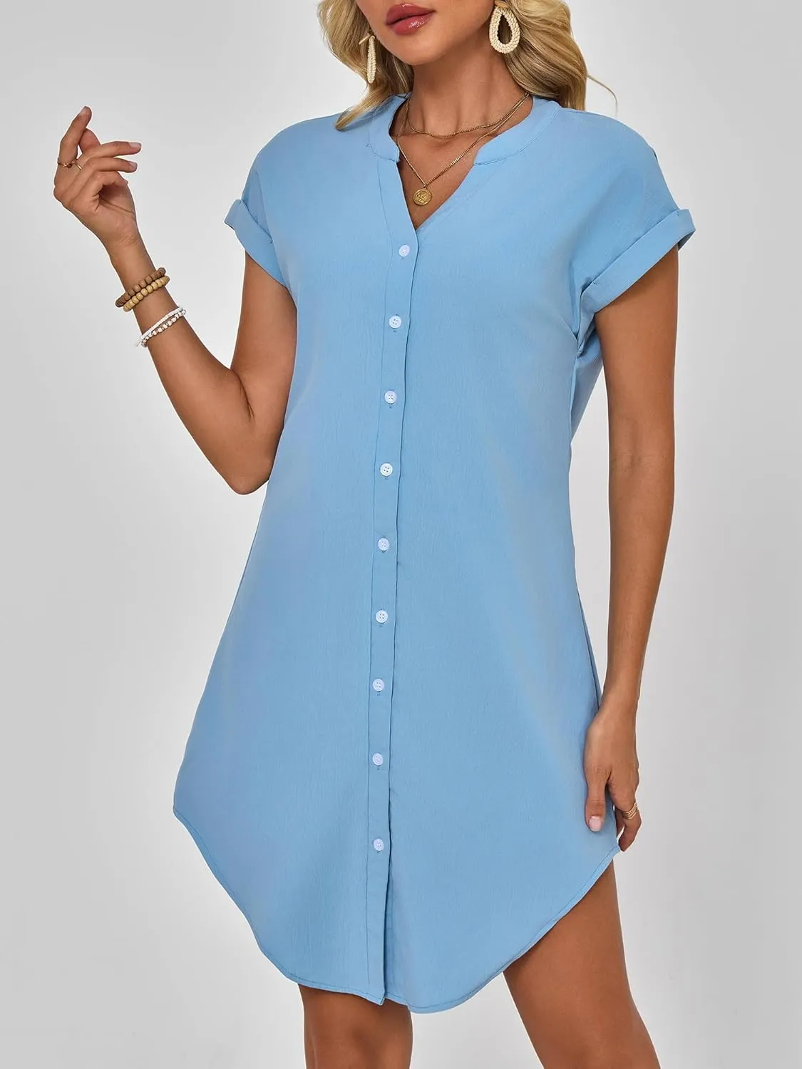 Shirt Dress for Women Linen Midi Shift Flowy Casual Travel Beach Summer Vacation 2025
