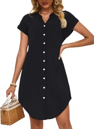 Shirt Dress for Women Linen Midi Shift Flowy Casual Travel Beach Summer Vacation 2025