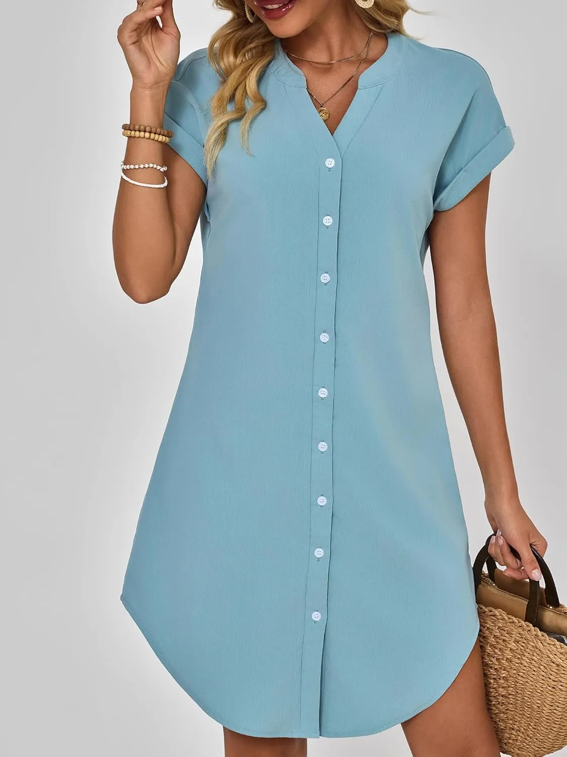 Shirt Dress for Women Linen Midi Shift Flowy Casual Travel Beach Summer Vacation 2025