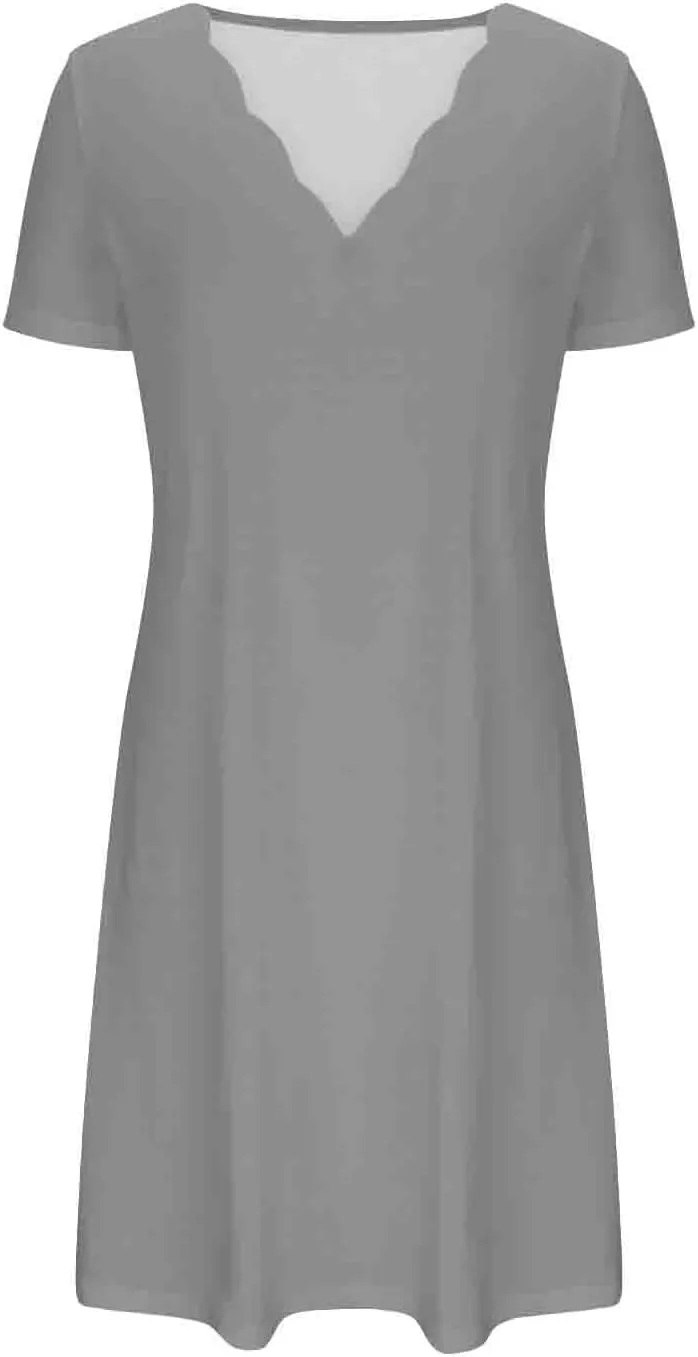 Short Sleeve Dress for Women V Neck Mini Dress Casual Summer Beach Cover Up Dress Spring Dresses for Women