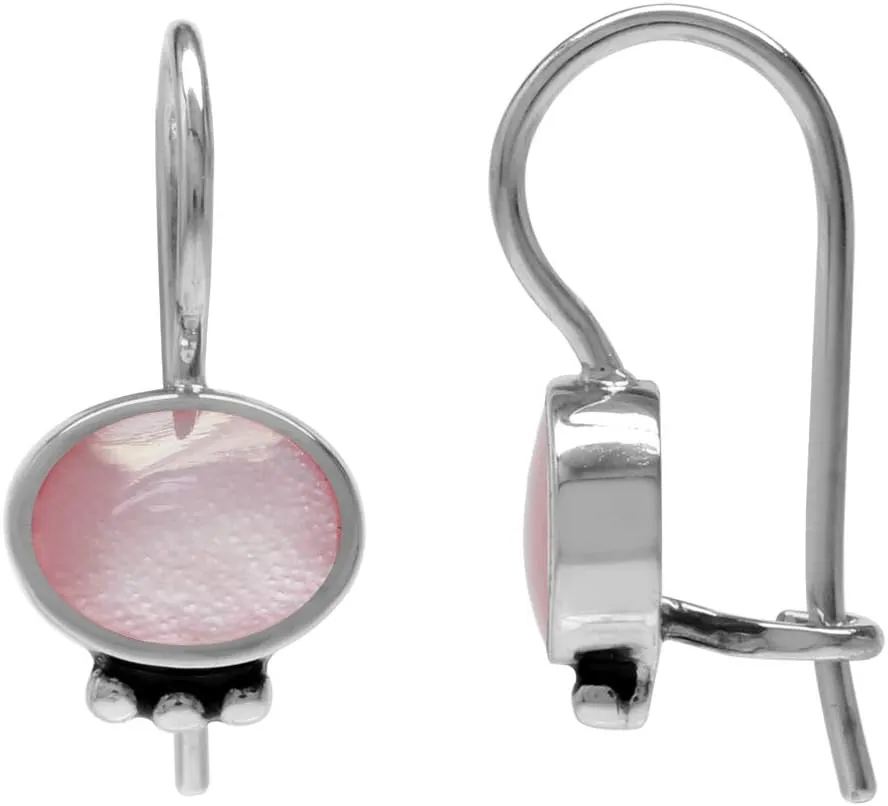 Silvershake 7x5mm Oval Inlay Stone or Shell 925 Sterling Silver Hook Closure Earrings Jewelry for Women