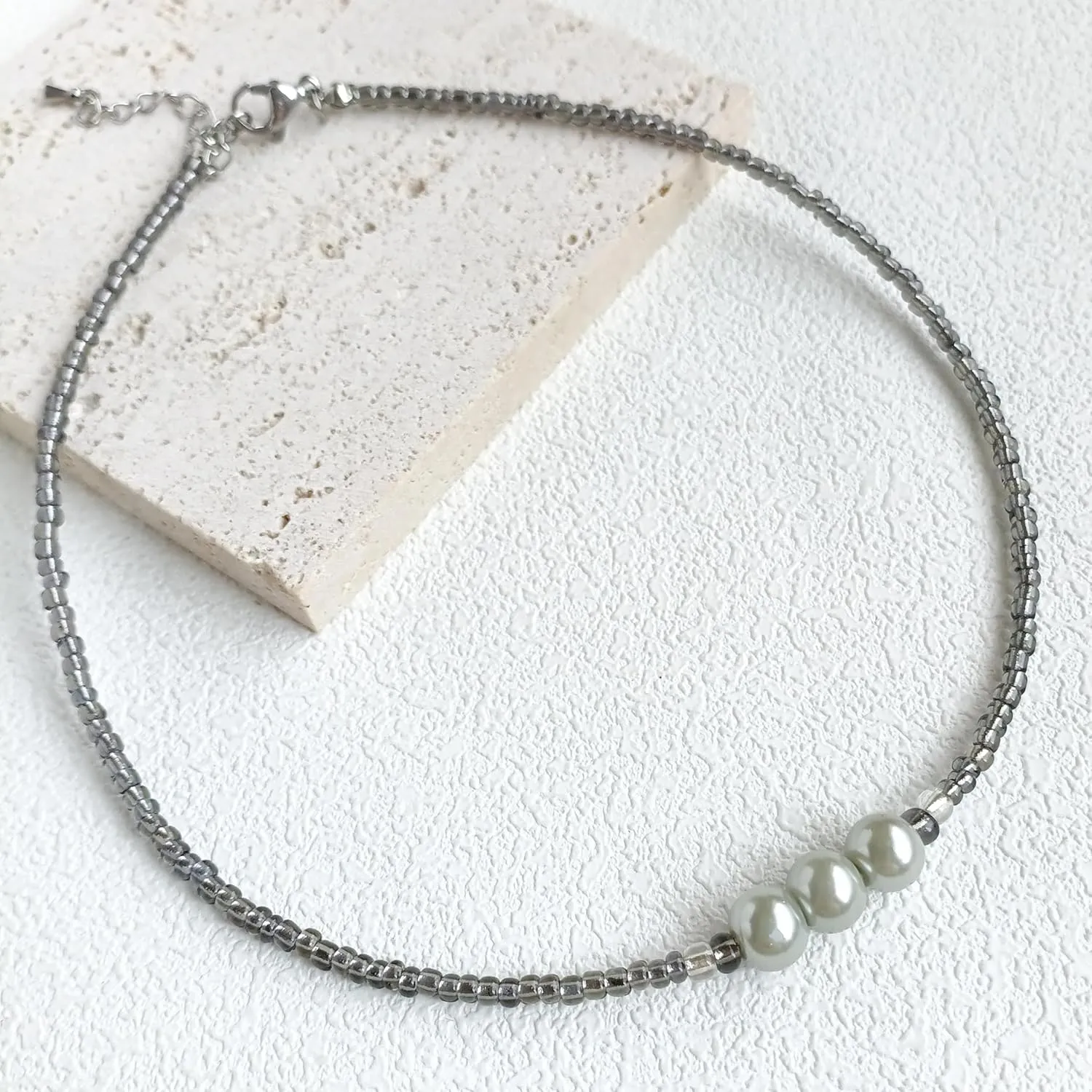 S.J JEWELRY Beaded Necklaces for Women Colorful Seed Bead Necklace Boho Necklaces for Women Beach Necklaces Summer Necklace Choker for Women Stainless Steel 18K Gold Plated