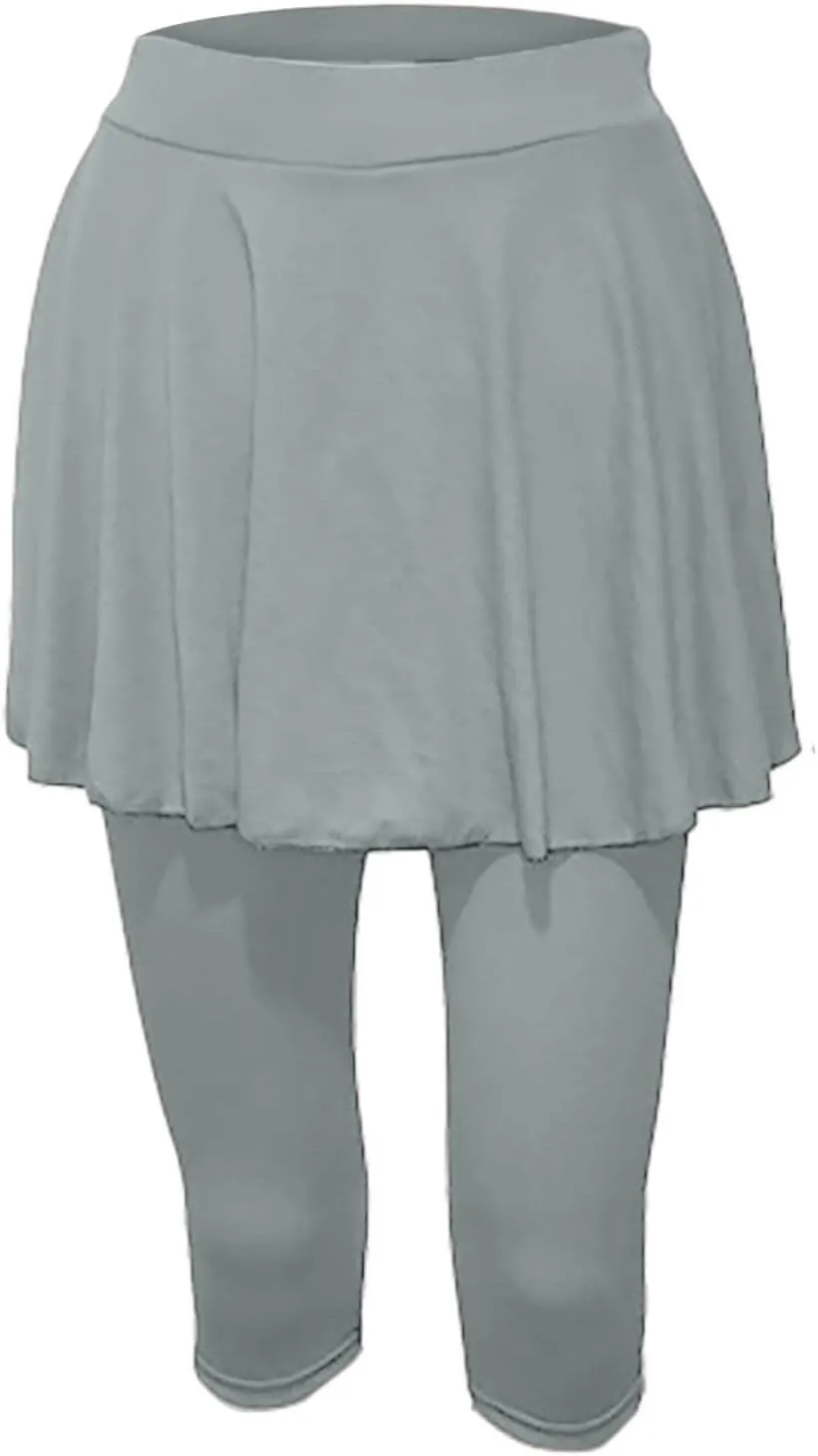 Skirted Leggings for Women 2025 Plus Size Tennis Golf Short Skort Capris Gym Tennis Yoga Athletic Legging with Skirts