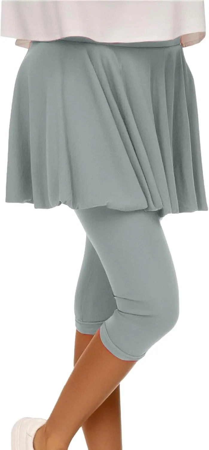 Skirted Leggings for Women 2025 Plus Size Tennis Golf Short Skort Capris Gym Tennis Yoga Athletic Legging with Skirts