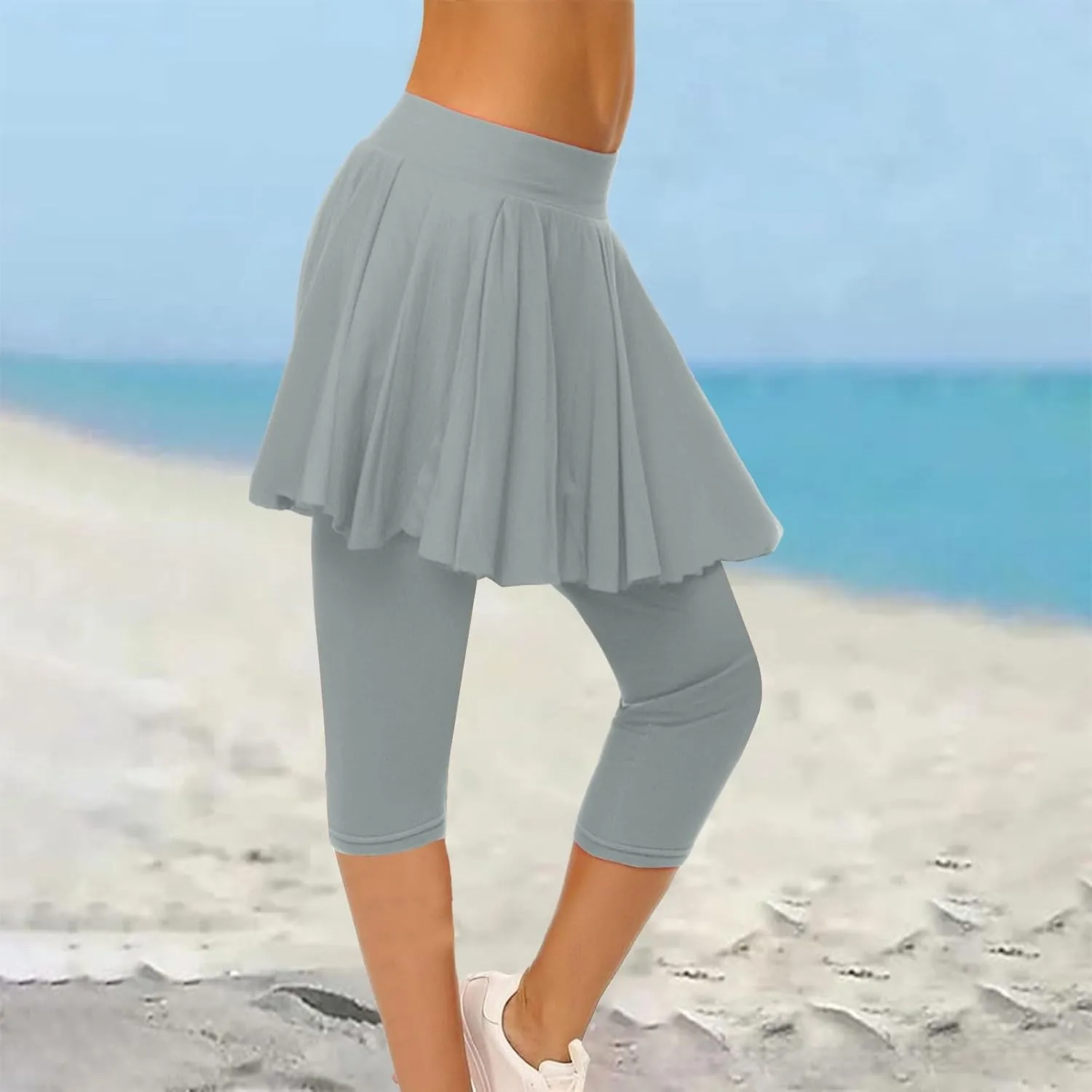 Skirted Leggings for Women 2025 Plus Size Tennis Golf Short Skort Capris Gym Tennis Yoga Athletic Legging with Skirts