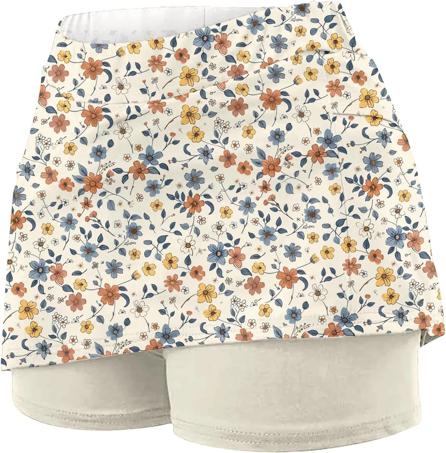 Skorts for Women High Waisted Inner Shorts, Fashion Floral Print Tennis Golf Shorts Mid Waist Comfy Casual Shorts