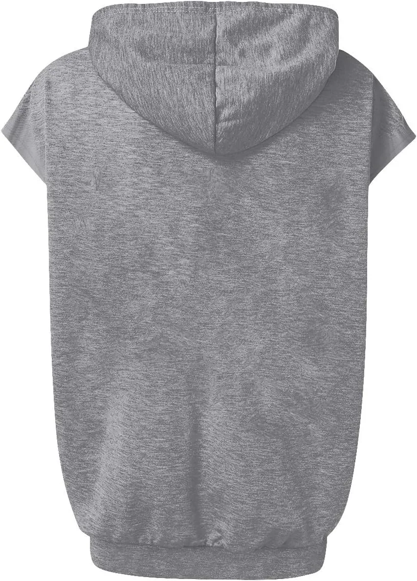 Sleeveless Hoodie Women Summer Hooded Tank Tops Lightweight Drawstring Pullover Sweatshirt Athletic T-Shirt