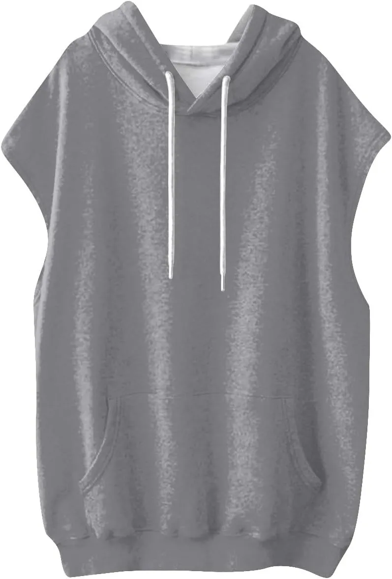 Sleeveless Hoodie Women Summer Hooded Tank Tops Lightweight Drawstring Pullover Sweatshirt Athletic T-Shirt