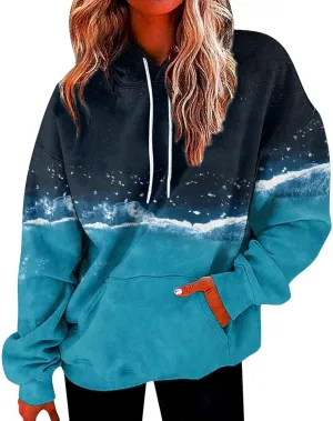 slqdgmryz Oversized Hoodies for Women Plus Size Drawstring Graphic Hoodie Loose Preppy Sweatshirt with Pocket Womens Pullover