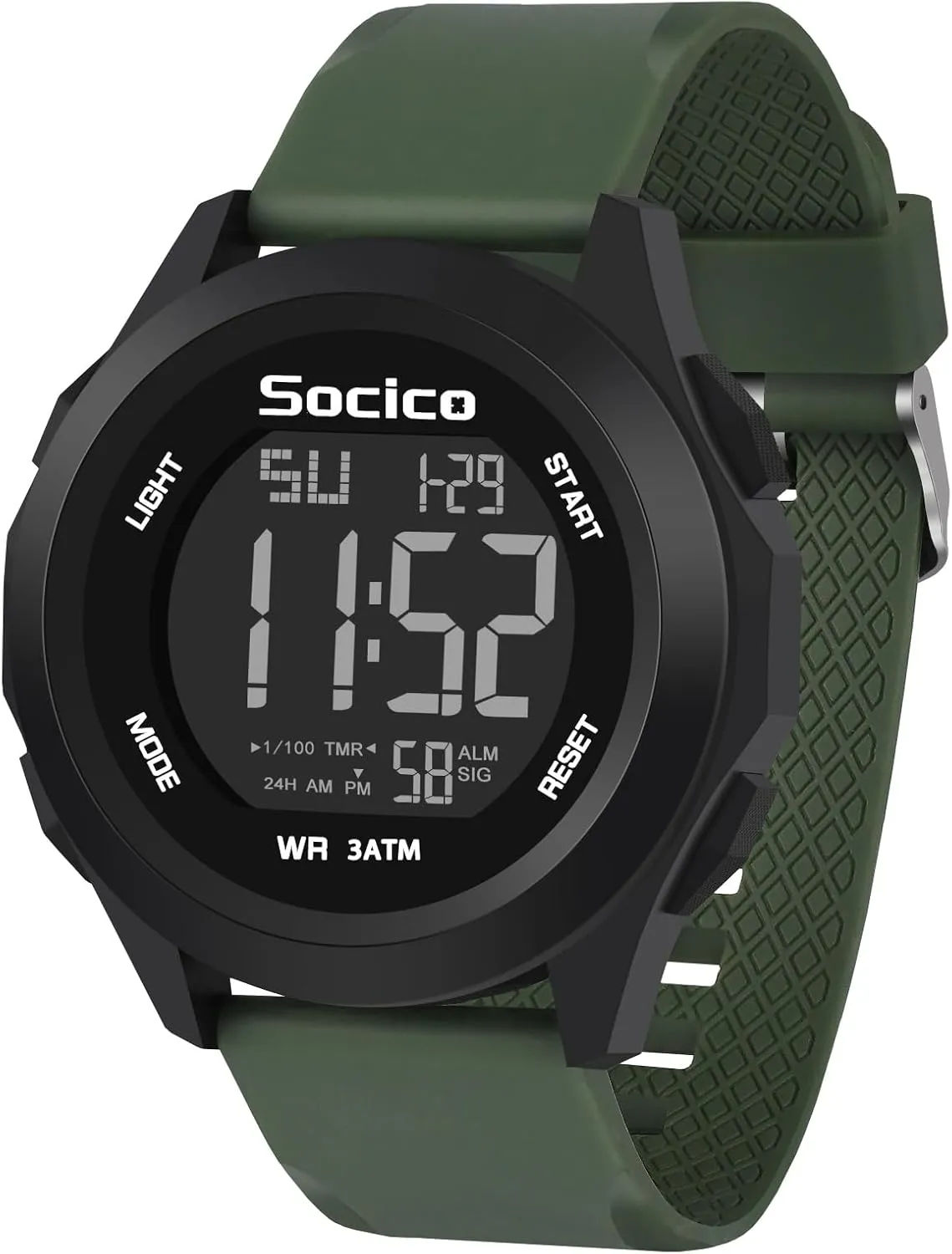 SOCICO Digital Watch 3ATM Waterproof with LED Back Light/Alarm/Date/Stopwatch, Outdoor Sport Multifunctional Digital Wrist Watches for Men Women