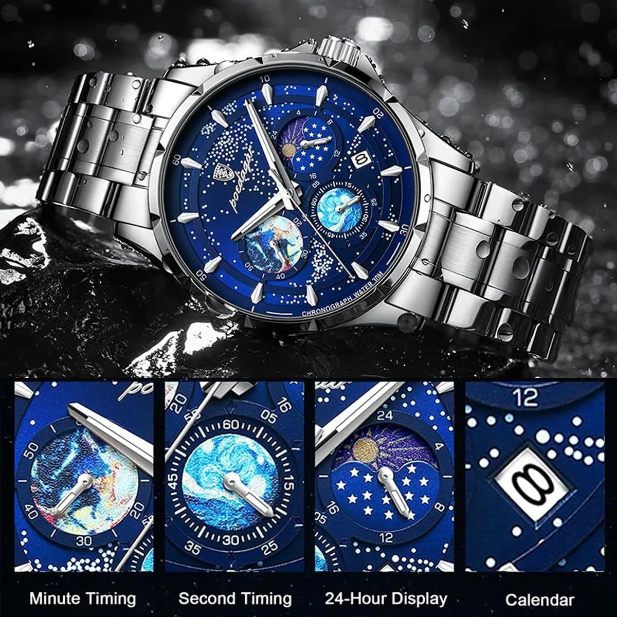 Starry Sky Wrist Watches for Men Luminous Sport Man Fashion Business Classic Watch Luxury Waterproof Stainless Steel Clock Male Wristwatches