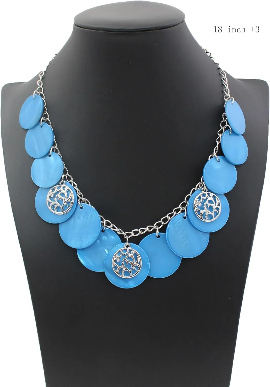 Statement Shell Disc Beaded Necklace Big Chunky 18?? Necklace and Earrings Set for Women Holiday