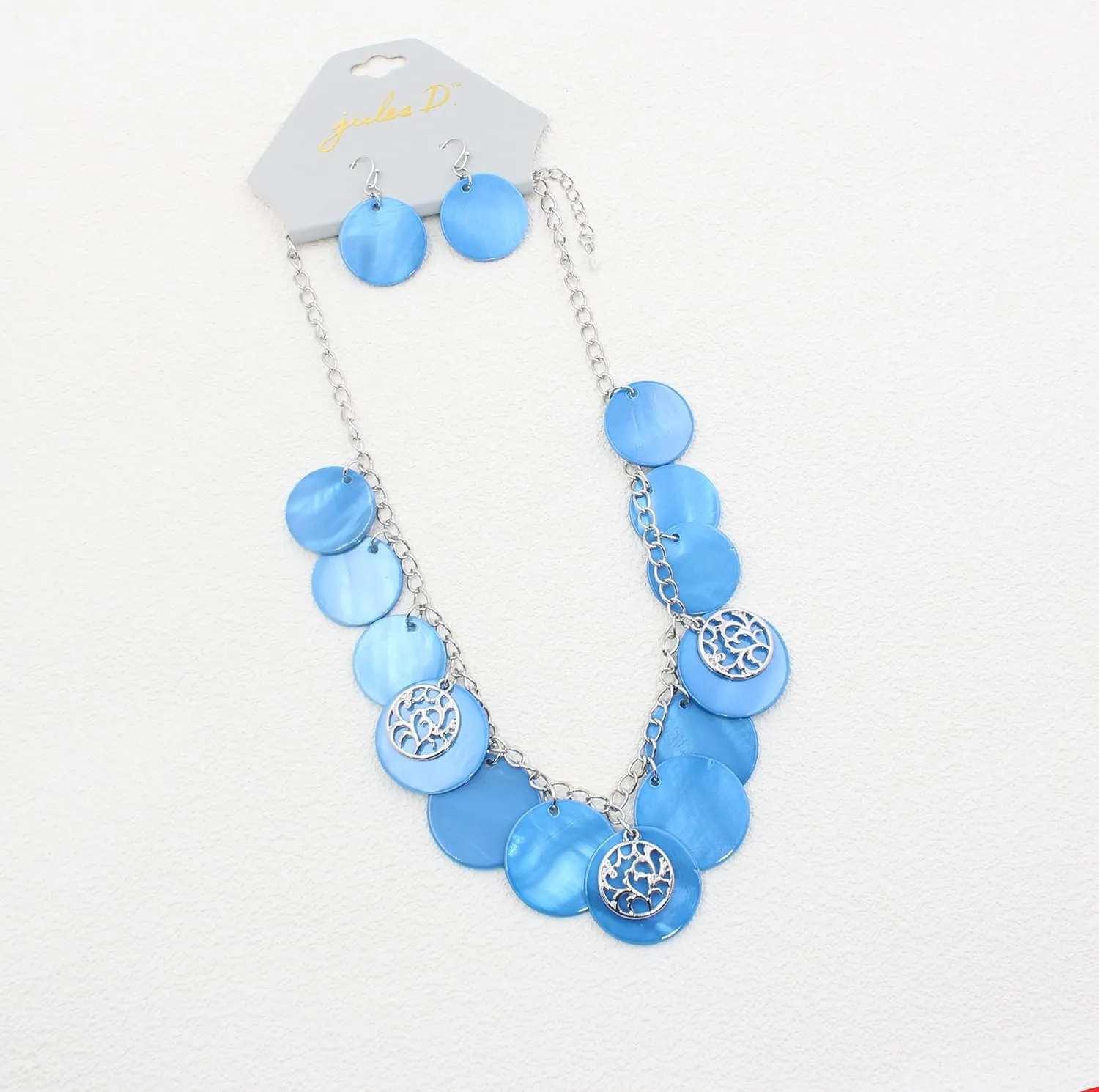 Statement Shell Disc Beaded Necklace Big Chunky 18?? Necklace and Earrings Set for Women Holiday