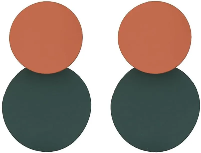 Stylish Minimalist Retro Contrast Color Round Stud Earrings for Women