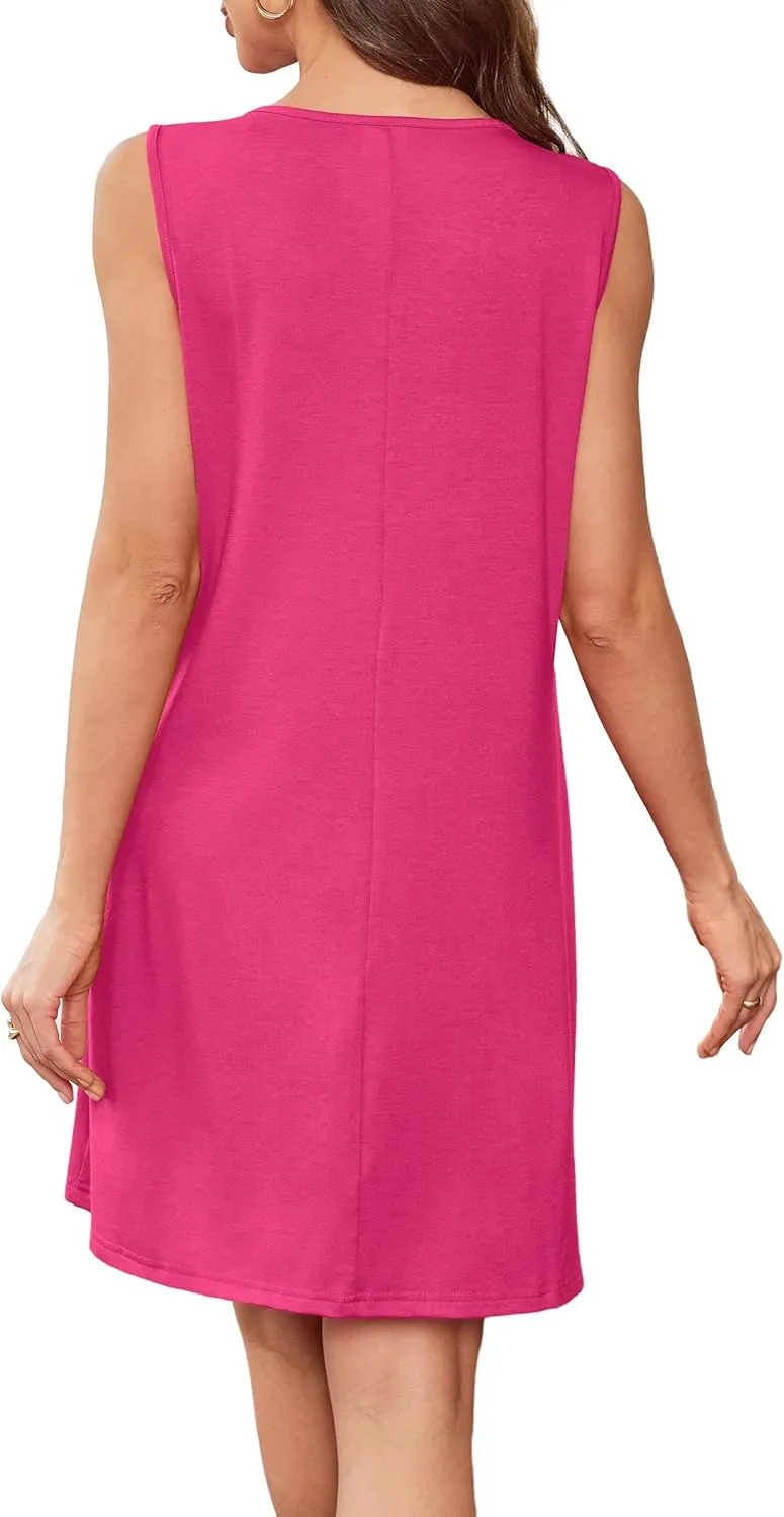 Summer Dresses for Women Sleeveless Lace Crewneck Sundress (S-3XL)