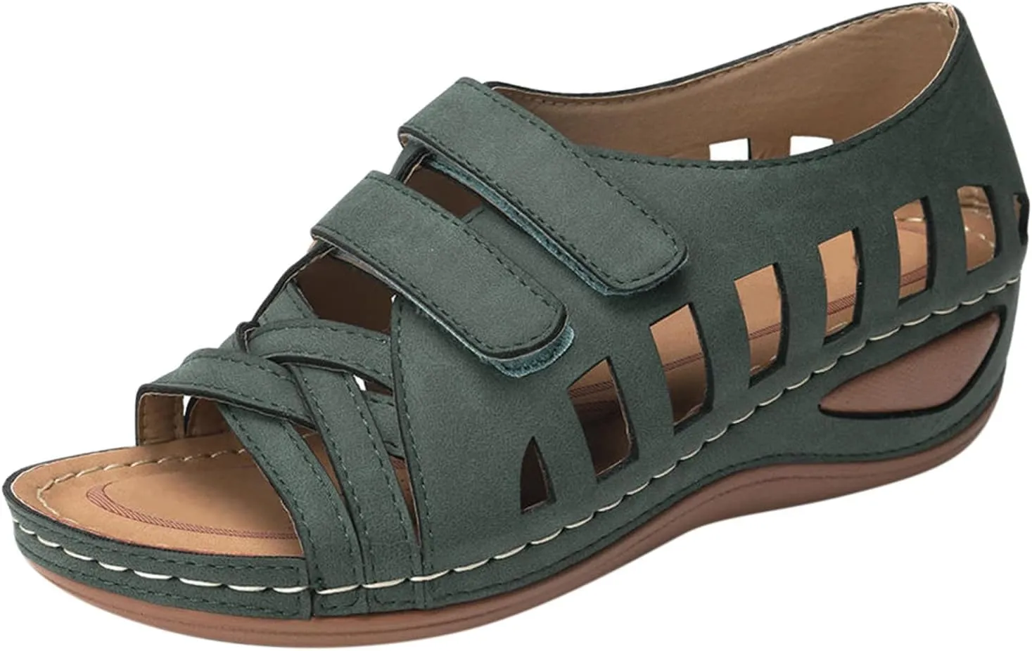 Summer Wedge Sandals for Women Arch Support Orthopedic Platform Hollow Out Open Toe Sandals Comfort Retro Roman Shoes