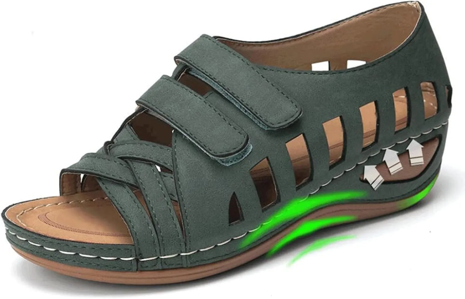 Summer Wedge Sandals for Women Arch Support Orthopedic Platform Hollow Out Open Toe Sandals Comfort Retro Roman Shoes