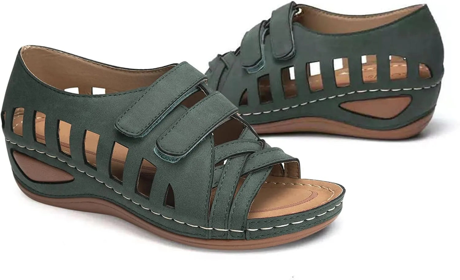 Summer Wedge Sandals for Women Arch Support Orthopedic Platform Hollow Out Open Toe Sandals Comfort Retro Roman Shoes