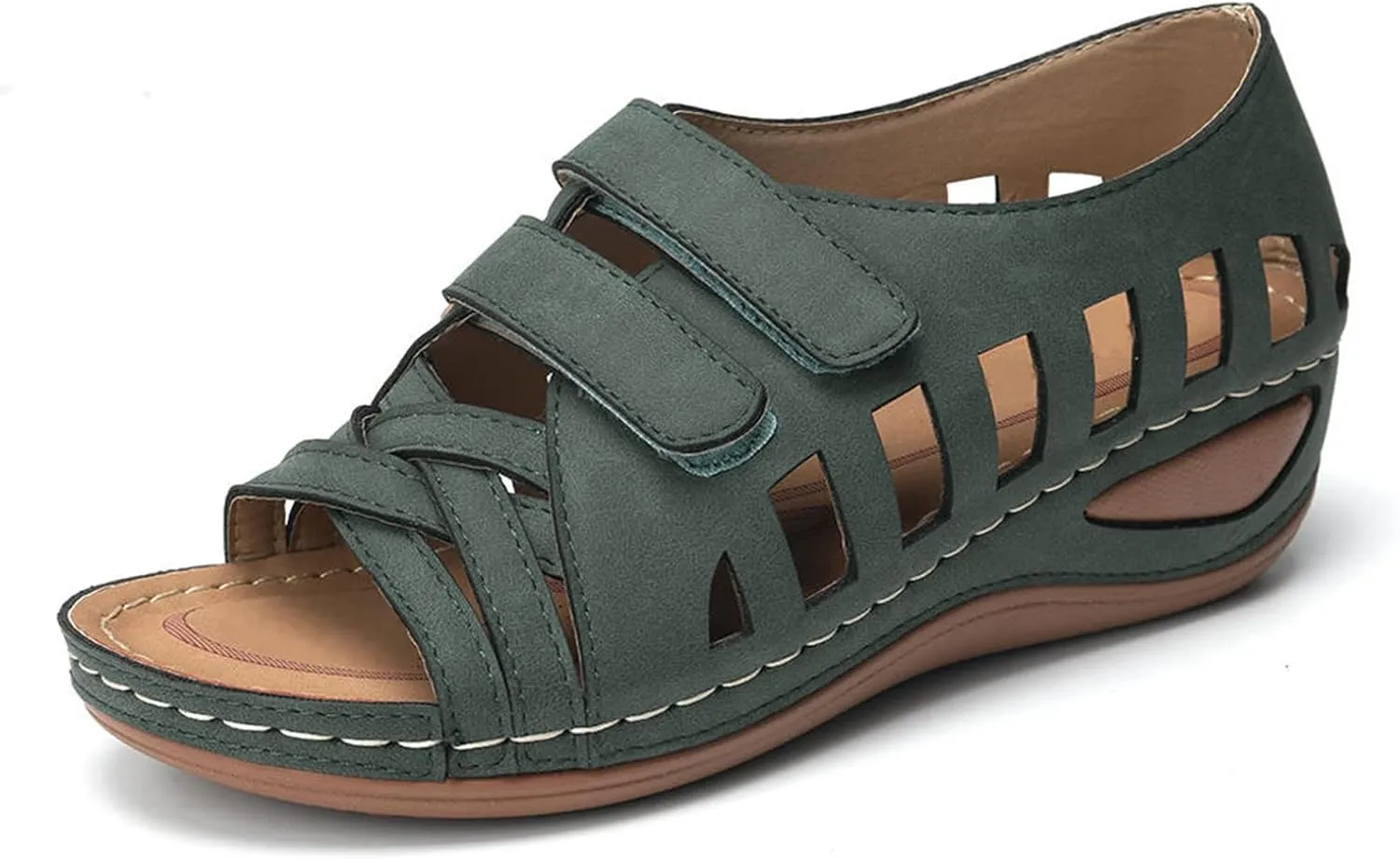 Summer Wedge Sandals for Women Arch Support Orthopedic Platform Hollow Out Open Toe Sandals Comfort Retro Roman Shoes