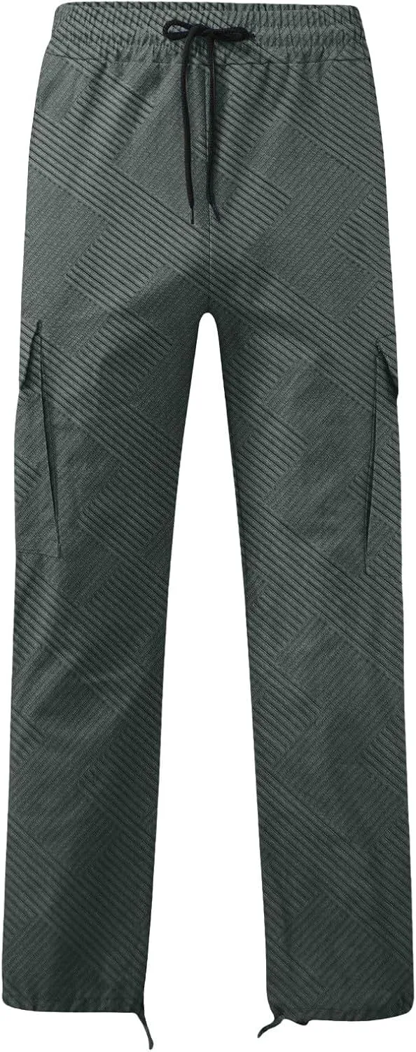 Sweatpants for Men Sport Tapered Tactical Slacks Man Split Utility Slim Fit Expandable Waist Solid Color Cargo