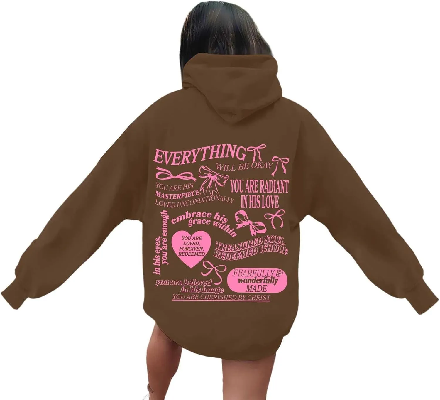 Sweatshirt for Women Trendy Cute Bow Hoodie Long Sleeve Preppy Clothes Casual Lightweight Hoodies Pullover