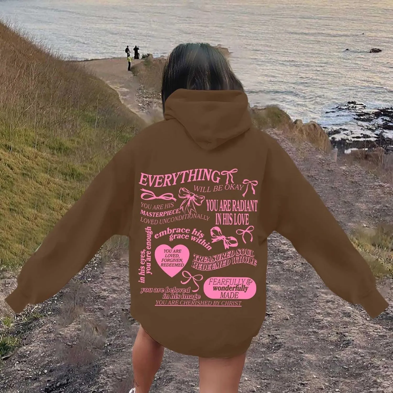 Sweatshirt for Women Trendy Cute Bow Hoodie Long Sleeve Preppy Clothes Casual Lightweight Hoodies Pullover