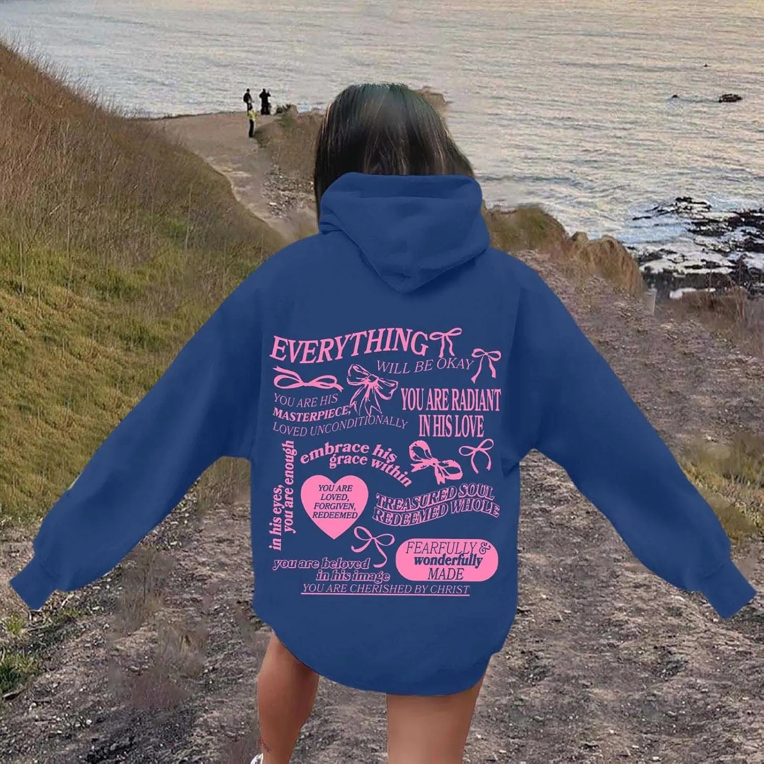 Sweatshirt for Women Trendy Cute Bow Hoodie Long Sleeve Preppy Clothes Casual Lightweight Hoodies Pullover