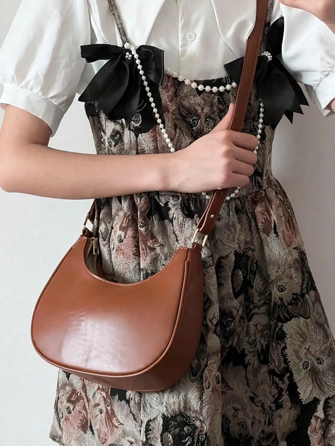 SweatyRocks Women's PU Leather Adjustable Hobo Bag Handle Mini Shoulder Bag Clutch Purse