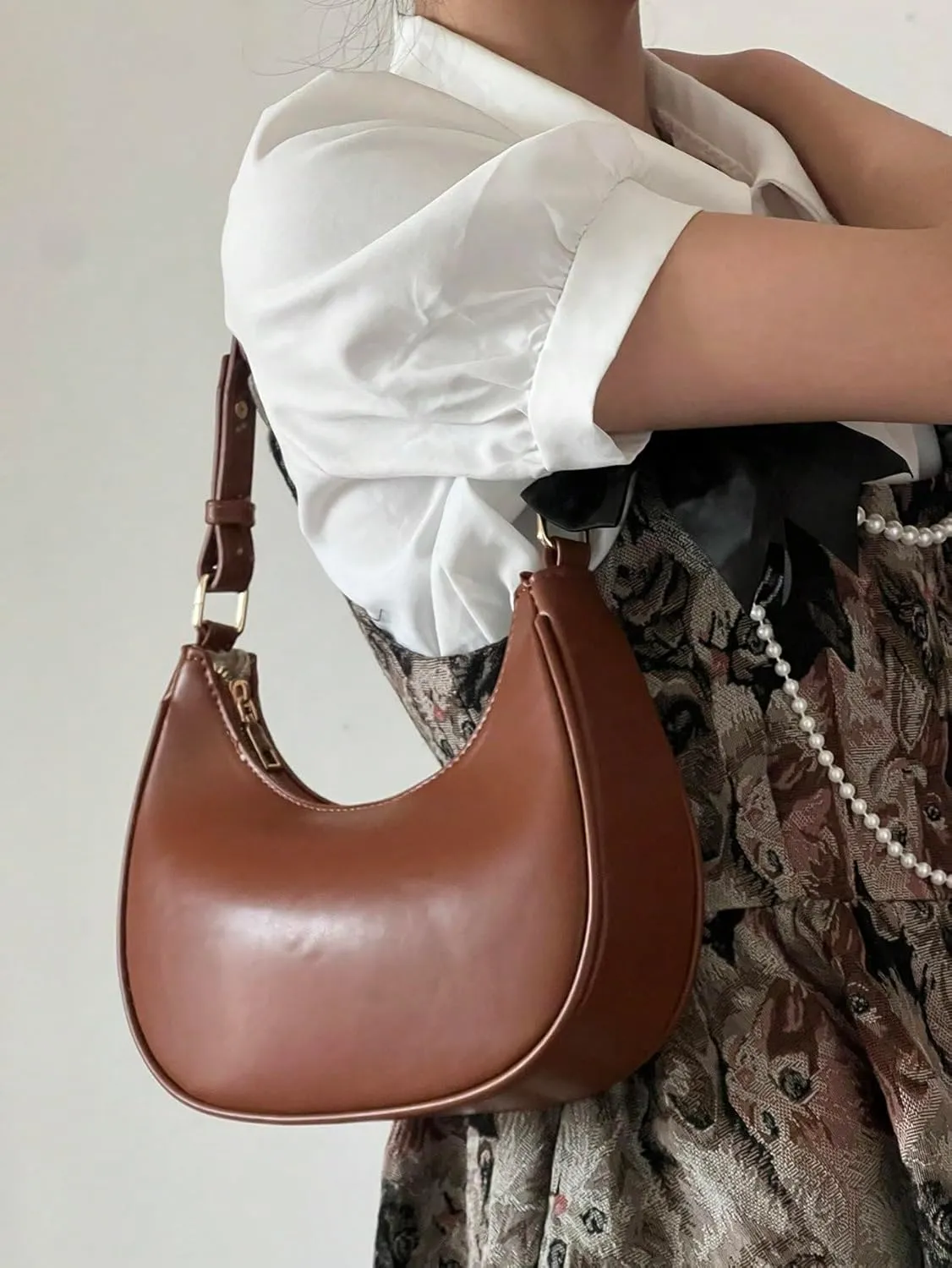 SweatyRocks Women's PU Leather Adjustable Hobo Bag Handle Mini Shoulder Bag Clutch Purse