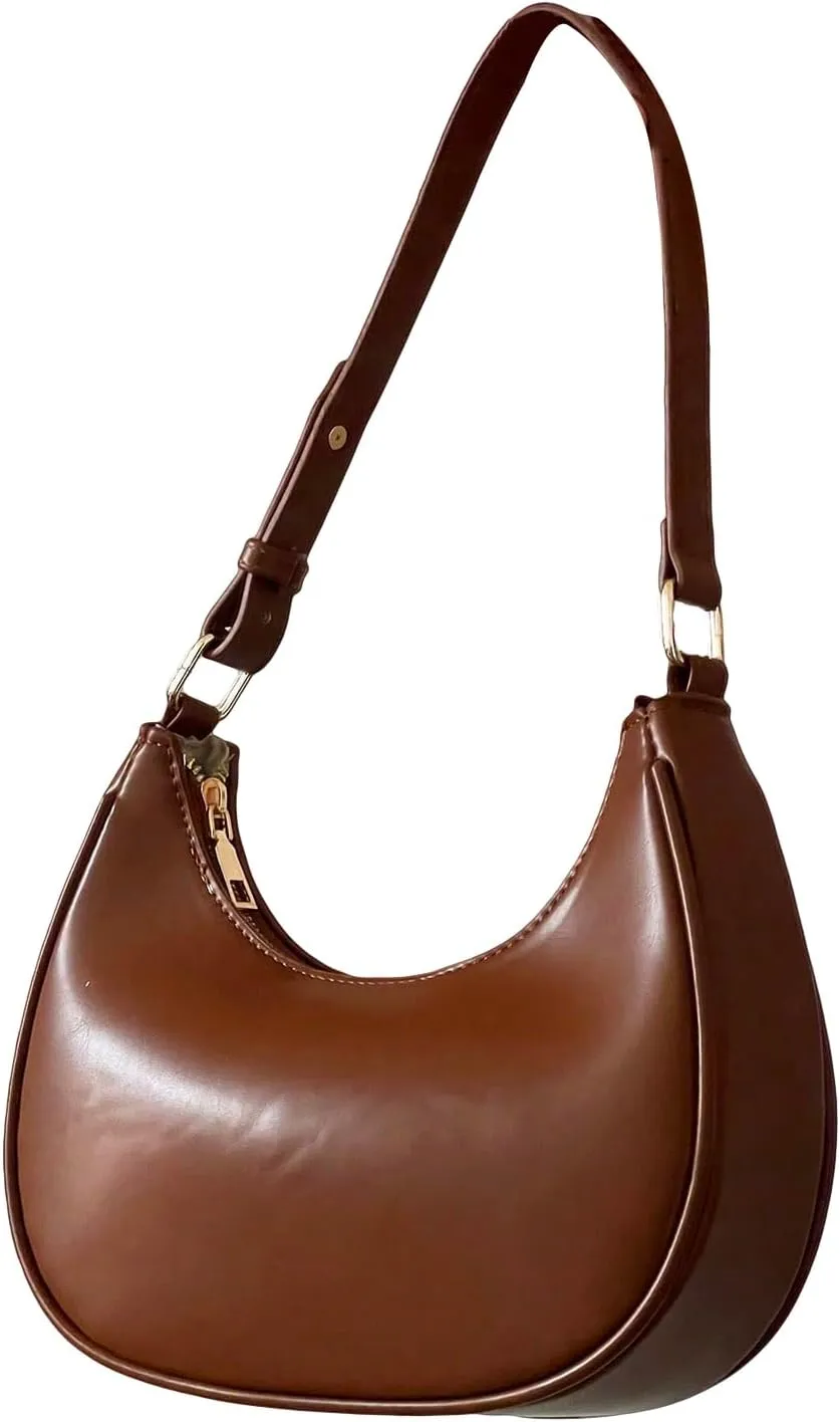 SweatyRocks Women's PU Leather Adjustable Hobo Bag Handle Mini Shoulder Bag Clutch Purse