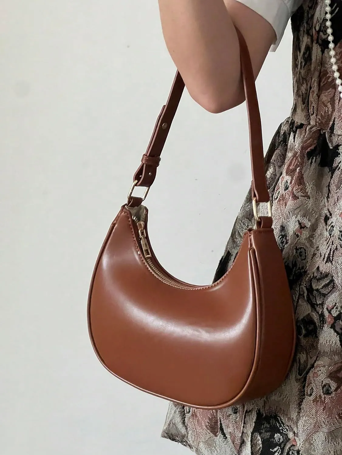 SweatyRocks Women's PU Leather Adjustable Hobo Bag Handle Mini Shoulder Bag Clutch Purse