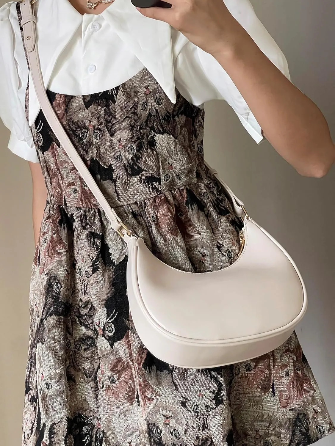 SweatyRocks Women's PU Leather Adjustable Hobo Bag Handle Mini Shoulder Bag Clutch Purse