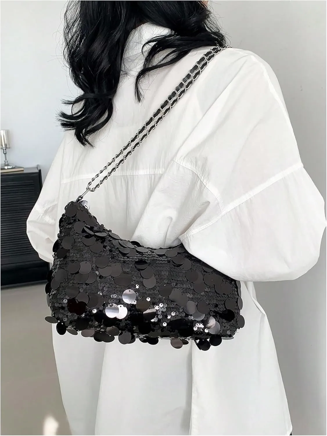 SweatyRocks Women's Sparkly Shoulder Bag Chain Strap Evening Party Clutch Purses