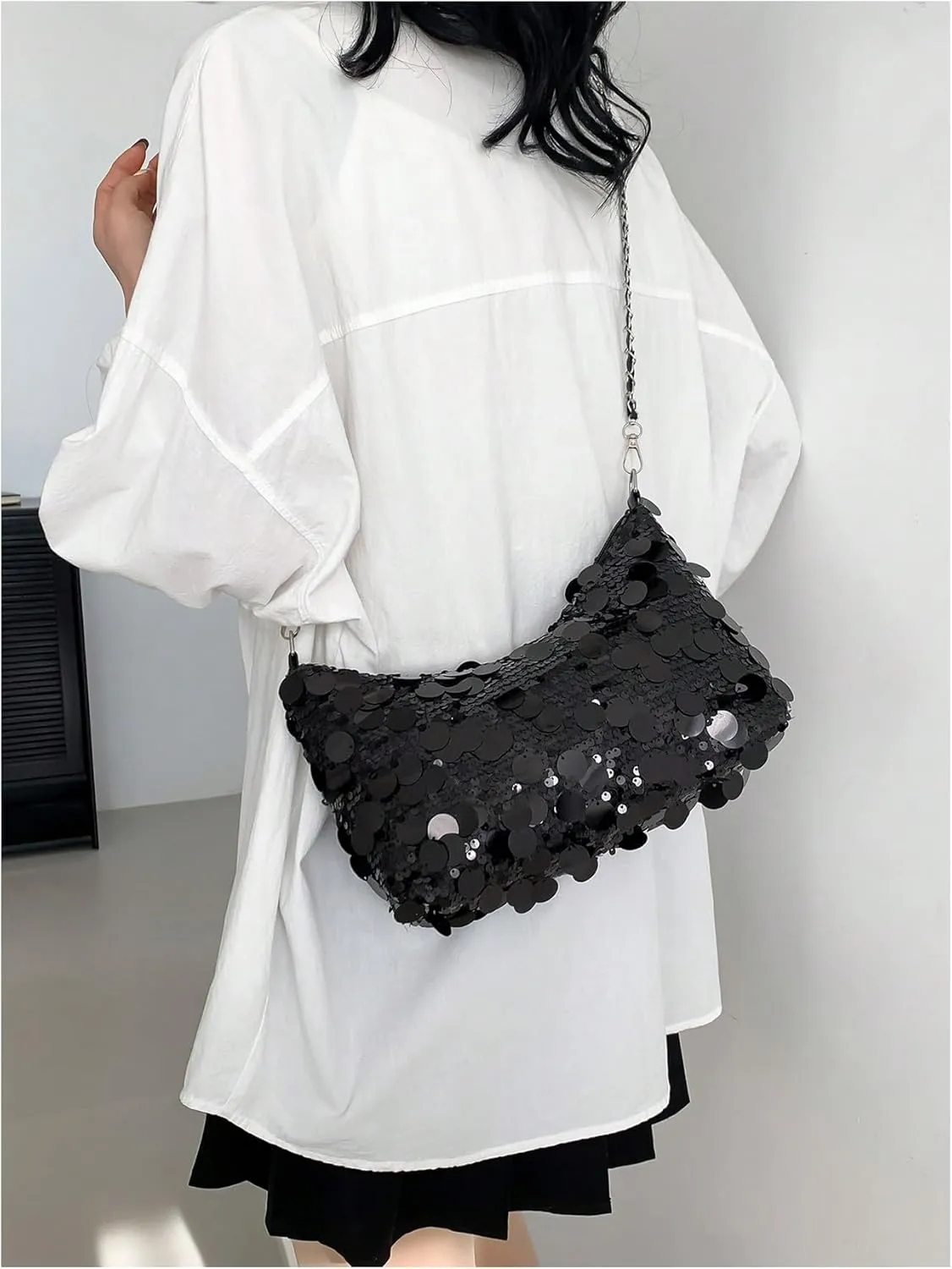 SweatyRocks Women's Sparkly Shoulder Bag Chain Strap Evening Party Clutch Purses