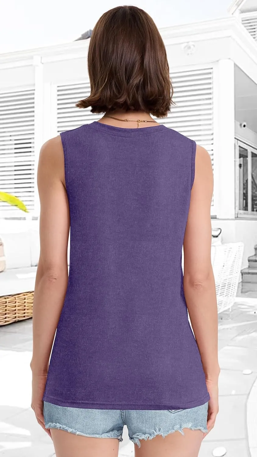 Tank Top for Women V Neck Summer Sleeveless T Shirt Tunic Casual Loose Fit Blouses