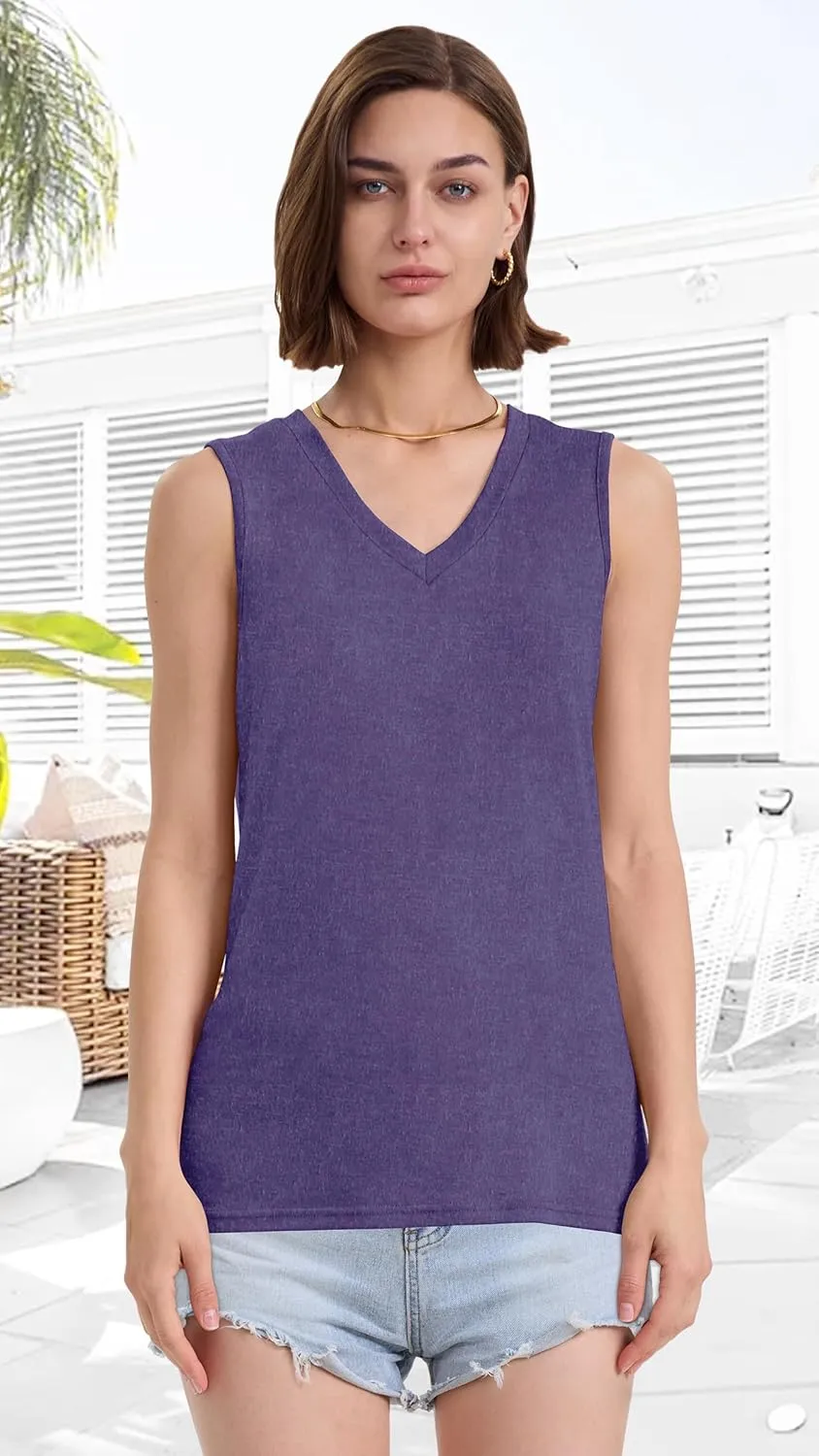 Tank Top for Women V Neck Summer Sleeveless T Shirt Tunic Casual Loose Fit Blouses