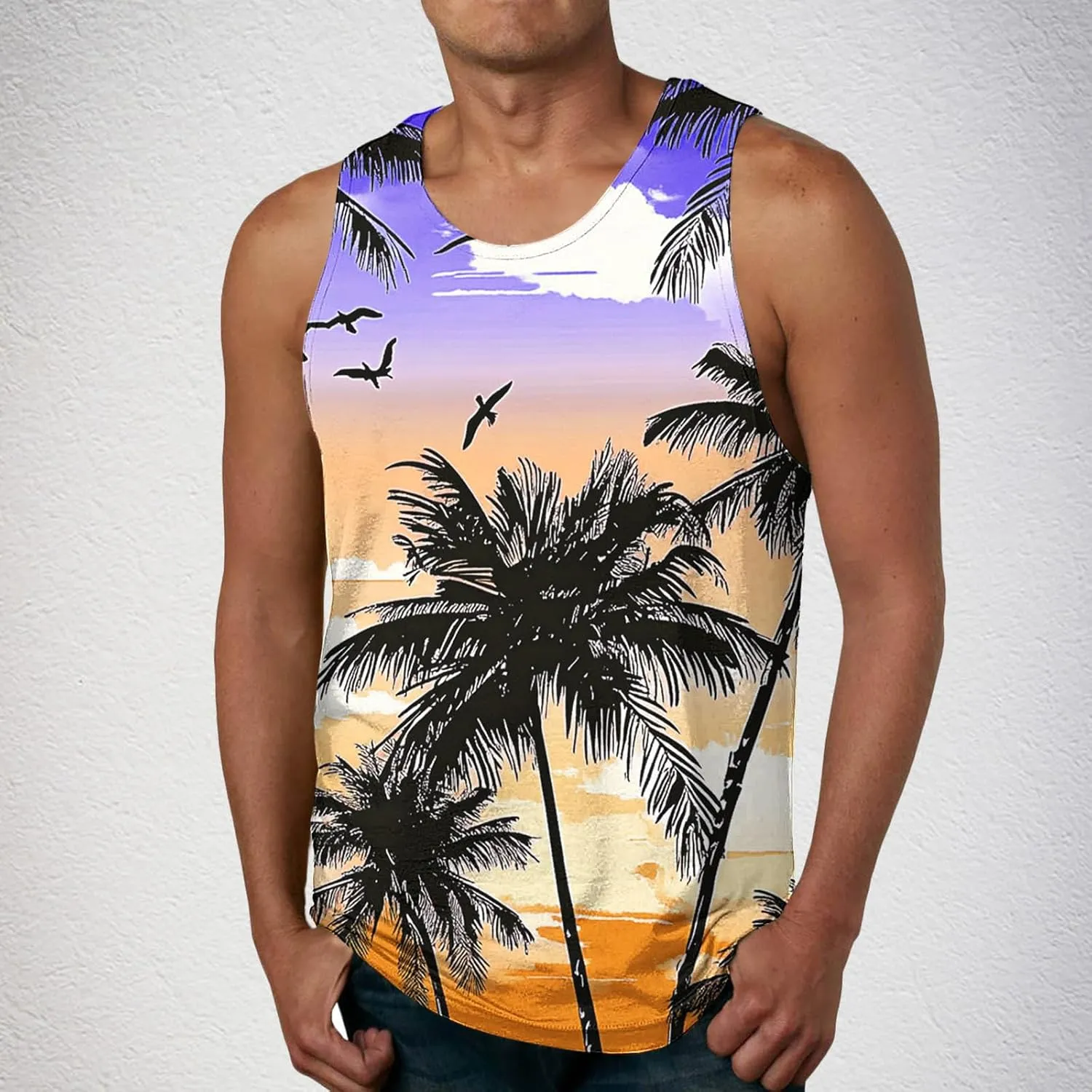 Tank Tops Men Casual Cotton Undershirt Workout Muscle Shirt Hawaiian Beach Sleeveless Shirts Summer T Shirt