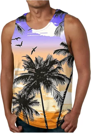 Tank Tops Men Casual Cotton Undershirt Workout Muscle Shirt Hawaiian Beach Sleeveless Shirts Summer T Shirt
