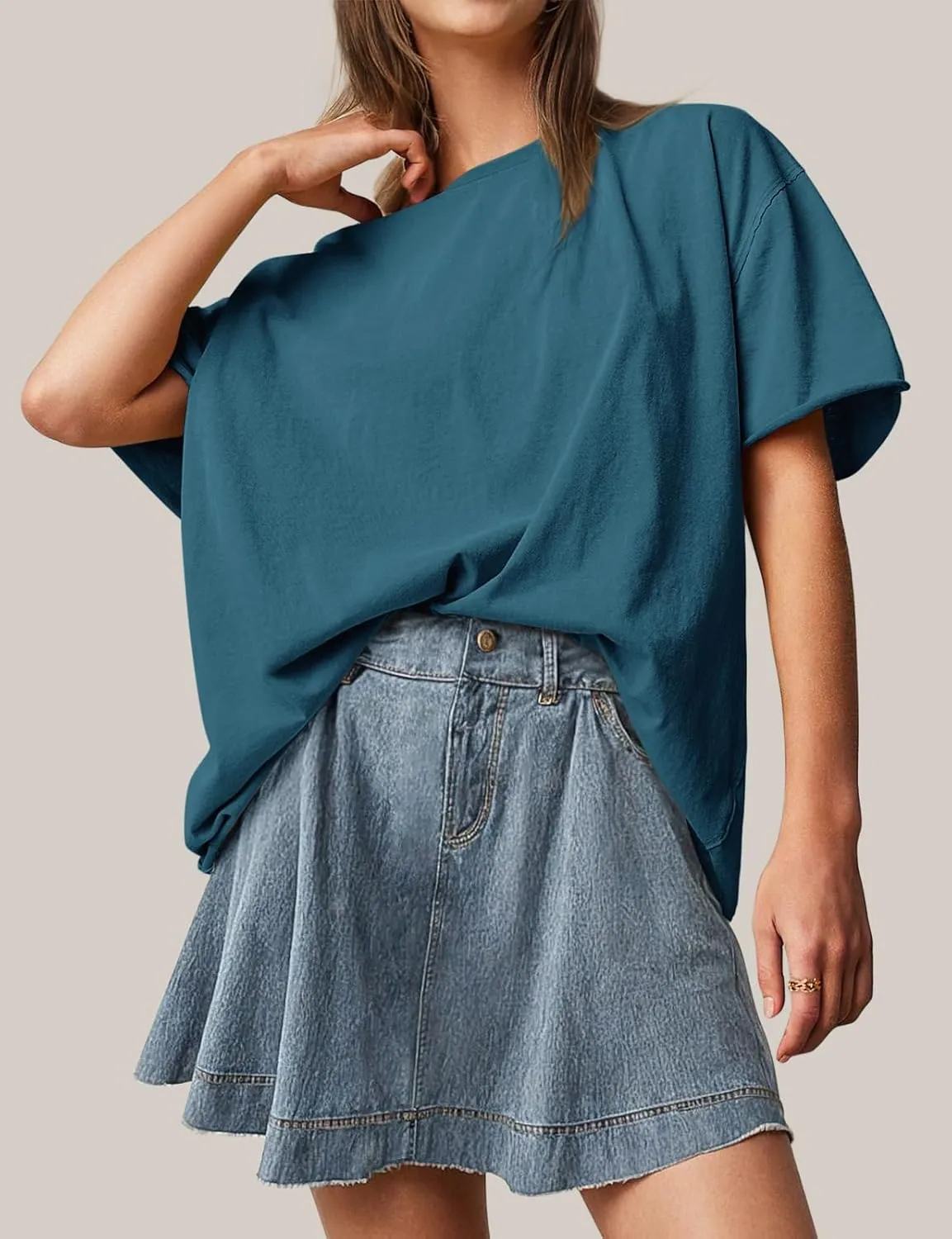 TARSE Oversized Tshirts for Women 2024 Loose Fit Summer Tunic Tops Soft Cotton Short Sleeve Boxy Tee