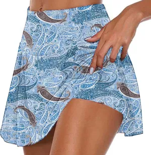 Tennis Skirts For Women With Shorts Lounge 2024 Printed Mid Rise Workout Shorts False 2 Piece Sets Loose Fit Shorts