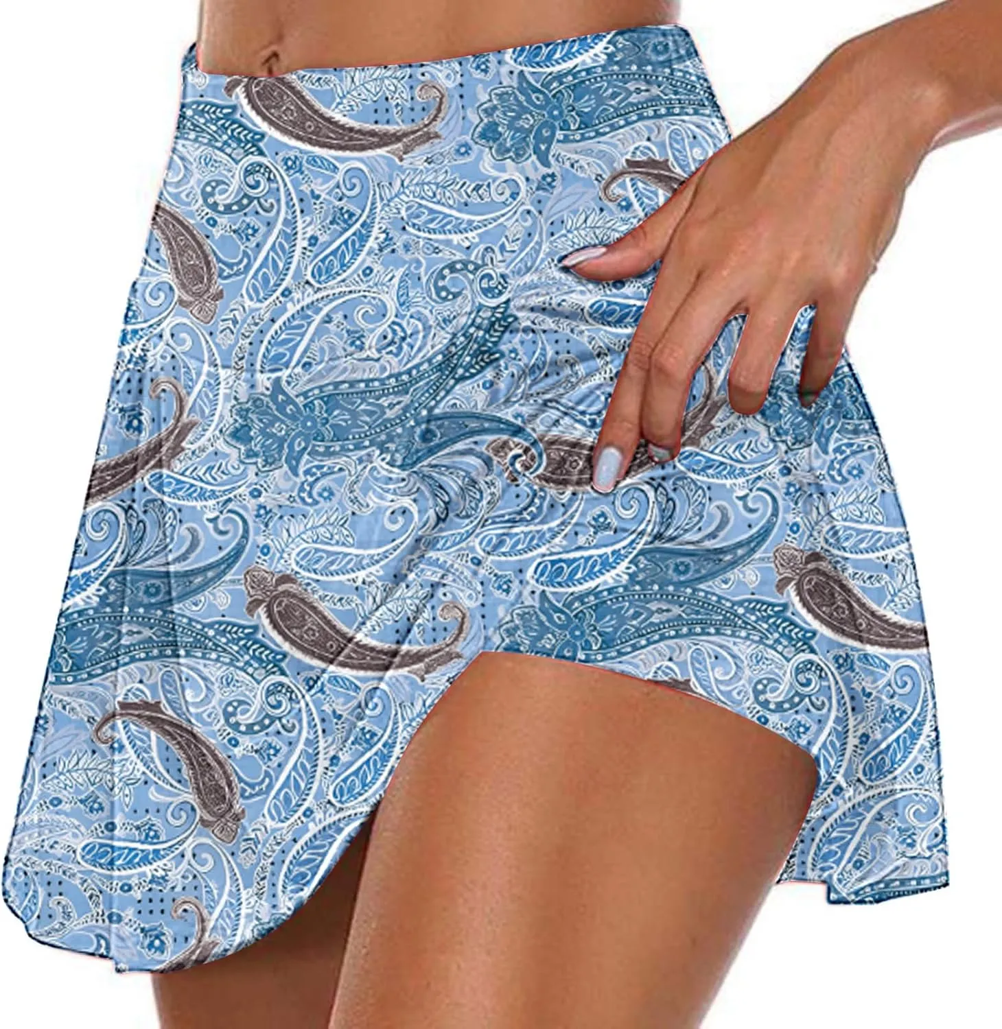 Tennis Skirts For Women With Shorts Lounge 2024 Printed Mid Rise Workout Shorts False 2 Piece Sets Loose Fit Shorts