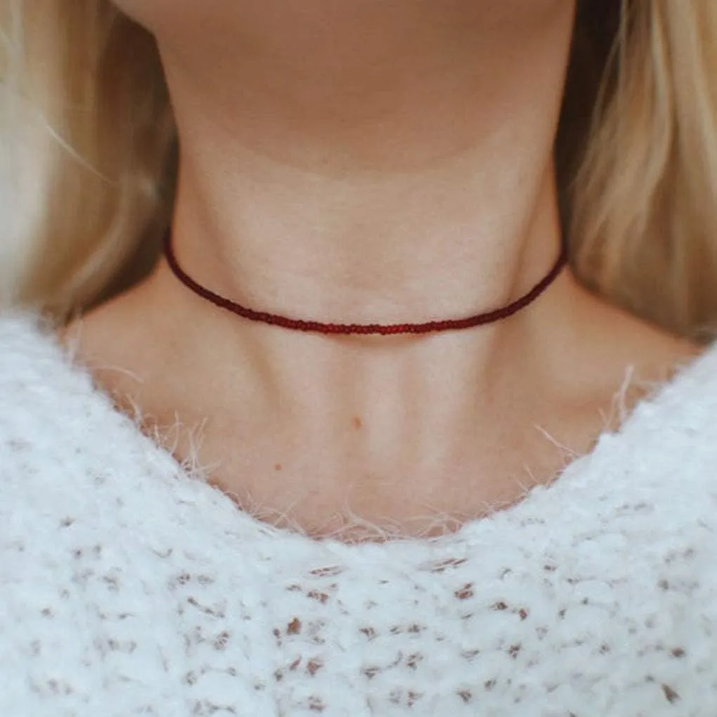 Tgirls Boho Choker Necklace Chain Rice Beaded Necklaces Seed Bead Necklace Accessory for Women