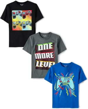 The Children's Place Boys' Gamer Short Sleeve Graphic T-Shirts, Multipack