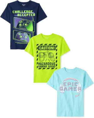The Children's Place Boys' Gamer Short Sleeve Graphic T-Shirts, Multipack