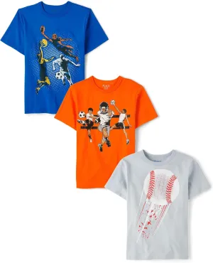 The Children's Place Boys' Sports Short Sleeve Graphic T-Shirts, Multipack
